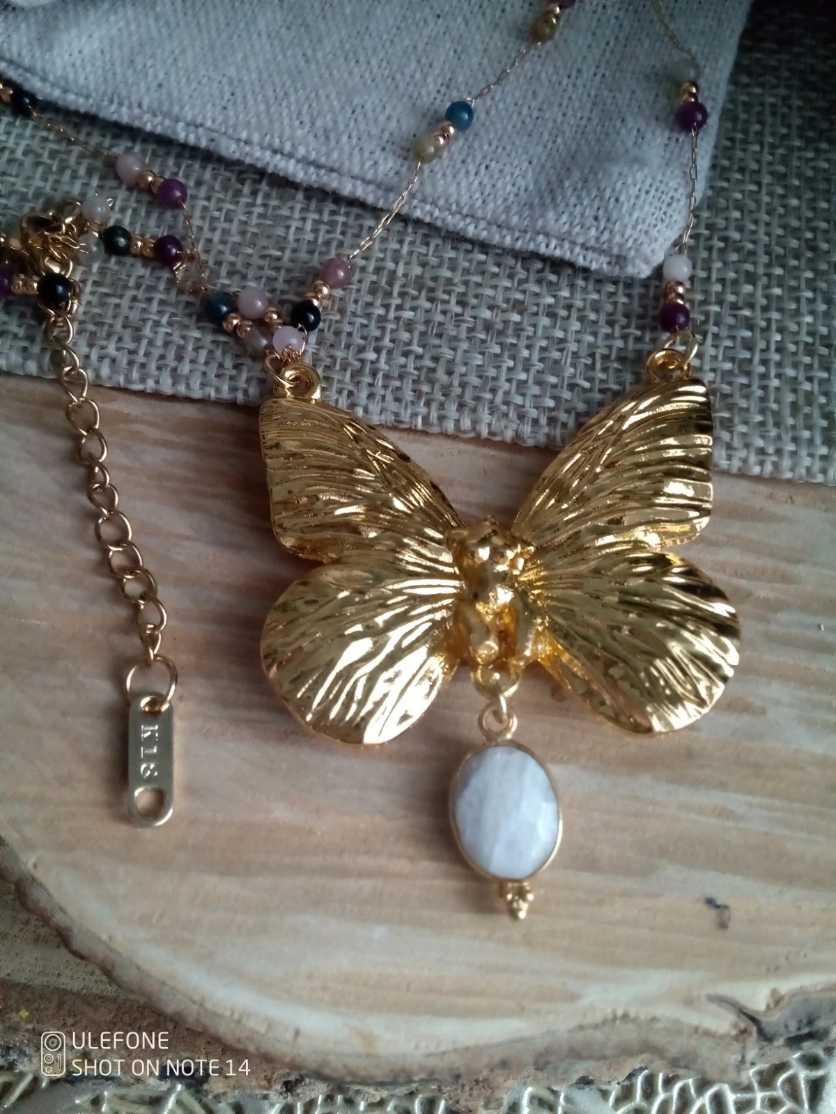 Collier femme papillon et pierres naturelles semi précieuses – photo 4